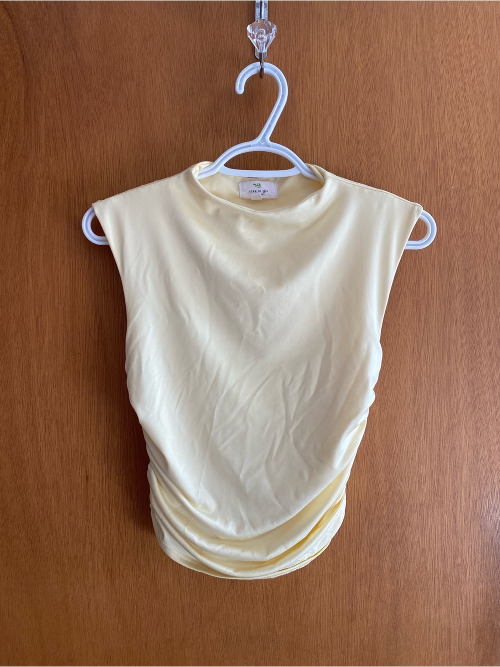Sleeveless Ruched Shell Top - Pale Yellow